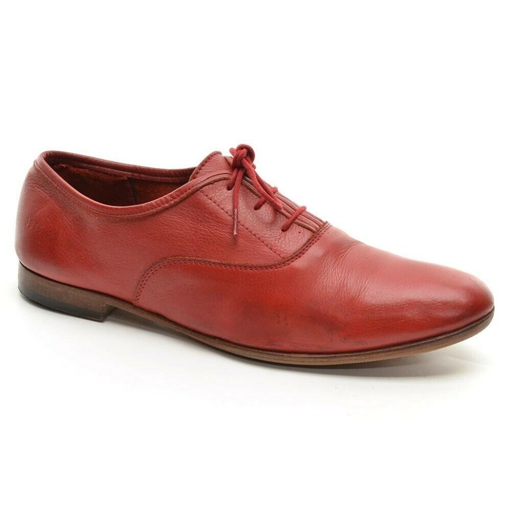 Common Projects Red Leather Plain Toe Oxfords 40